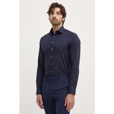 Calvin Klein pánska bavlnená košeľa slim s klasickým golierom K10K108426 tmavomodrá