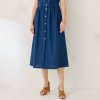 Midi jednofarebná sukňa na zapínanie modrá 052 Blancheporte