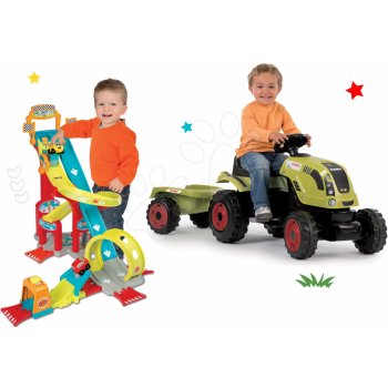 Smoby traktor na šliapanie Claas Farmer XL Žaba s prívesom zelený