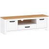 Kondela LANZETTE B 0000263917 - RTV stolík, biela alba/dub craft zlatý
