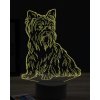 Beling 3D lampa, Jorkšírsky teriér, 7 farebná JAK9