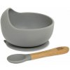 INTERBABY | MISKA silikonová + LYŽIČKA silikonová +4 m - sivá