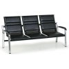 Kožená sedacia súprava s kovovou konštrukciou SOLID II, 3 miesta, čierna