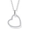 Modesi Strieborný náhrdelník so zirkónmi Srdce M43086 (retiazka, prívesok)