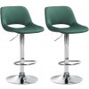 Sada 2 barových stoličiek Camden velvet chrome, zelená