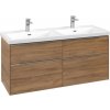 Villeroy & Boch Subway 3.0 skrinka 127.2x46.2x57.6 cm závesná kúpeľňová skrinka pod umývadlo dub C568L0RH