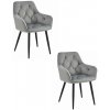 Set dvoch jedálenských stoličiek JORK zamatové, strieborné / sivé (čierne nohy) 2 ks