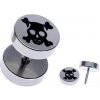 Šperky eshop - Nepravý piercing do ucha z ocele s lebkou v koliesku AA41.03