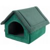 MATERIÁLOVÝ DOMČEK BUDA PELECH PRE PSA 33x40x33 ZELENÝ VELVET R.2