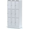 Alfa 3 Šatníková skrinka S6 na sokli s úložnými boxami, 9 boxov, 1920 x 900 x 500 mm, otočný zámok, sivé dvere