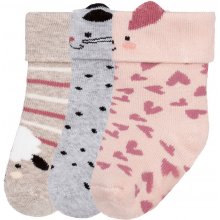 Lupilu Dievčenské ponožky pre bábätká 3 páry béžová/bledoružová/sivá