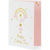 PartyDeco Blahoželanie so závesnou dekoráciou Bocian ružový 14x20 cm