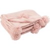 J-Line by Jolipa Ružový plyšový pléd PomPom s brmbolcami baby pink - 130 * 170cm - J-Line by Jolipa