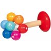 Goki Drevená hrkálka s rúčkou Dúhové guličky