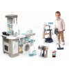Set upratovací vozík s kuchynka s práčkou Rowenta Trolley Upright Hoover Smoby a tyčový vysávač so zvukom a ručný naparovač