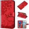 Peňaženkové kožené puzdro DEER na Xiaomi Redmi Note 10 5G - Červená