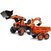 FALK Šliapací Traktor 2090W Kubota s prednou a zadnou lyžicou a vlečkou, od 3 do 7 rokov, oranžový