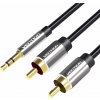 Vention BCFBF audio kabel 1 m 3.5mm 2 x RCA Hliník, Černá
