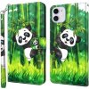 Peňaženkové 3D puzdro PAINTING na iPhone 13 - Panda Climbing Bamboo