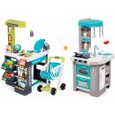 Smoby set elektronická Tefal Studio Bubble tyrkysová a supermarket s pokladňou a váhou 311023-5