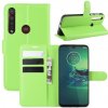 Peňaženkové kožené puzdro na Motorola Moto G8 Plus - Zelená