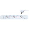Solight predlžovací prívod, 5 zásuviek, USB 2.4A, biely, 3 x 1mm2, vypínač, 3m PP152USB
