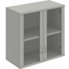 Policová skriňa Strong, zámok, horná, 80x76,8x40 cm, sivá/sivá - 1 kus - 1 KS - áno - 1 - 60 mesiacov - rovná - nadstavba - Hobis - 2x sklenené - sivá - 80 cm - Strong - 40 cm - 76.8 cm - 32.1 kilogra