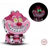 Charm Sterlingové stříbro 925 Disney Alenka v říši divů, růžová kočka s úsměvem svítí ve tmě, korálek na náramek film