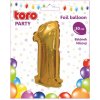 Balónik fóliový TORO číslica 1 30cm zlatý