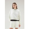 MIKINA WOOLRICH COTTON FLEECE LOGO CREWNECK PLASTER WHITE