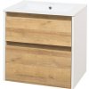 Mereo Opto, kúpeľňová skrinka s keramickým umývadlom 61 cm, biela/dub Riviera CN930