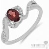 Nefertitis Prsteň strieborný s brúseným granátom a zirkónmi Ag 925 030163 GT - 52 mm (US 6), 2,3 g