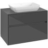 VILLEROY & BOCH Collaro závesná skrinka pod umývadlo na dosku (umývadlo v strede), 2 zásuvky, 800 x 500 x 548 mm, Glossy Grey, C10800FP