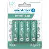 AA / R06 Ni-MH everActive 1100mAh Dobíjacie batérie Infinity Line 3000 cyklov (blister so 4 batériami)