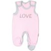 Baby Nellys Dojčenské bavlnené dupačky Love - ružové, veľ. 62, 62 (2-3m)