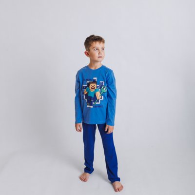 Detské pyžamo Minecraft Steve modré