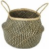 Compactor Pletený úložný košík z morskej trávy Belly, 35 x 32 cm, čierna, M