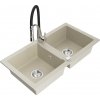 MEXEN/S MEXEN/S - Mario granitový drez 2-bowl vrátane batérie Aster, bážová 6504-69-73450-07