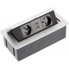 GTV Zásuvkový set strieborný 2x230V + 2xUSB + kábel - AE-PBSUC2GU-53