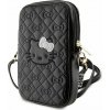 Hello Kitty PU Leather Quilted Pattern Kitty Head Logo Phone Bag, čierne