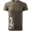 Husľový kľúč gitara - Klasické pánske tričko vyššej gramáže - XL ( Army )