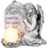 Dekorácia MagicHome, Anjel so sviečkou, LED, polyresin, na hrob, 12x8x12 cm