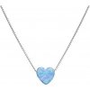 Evolution Group Strieborný náhrdelník so syntetickým opálom modré srdce 12048.3