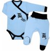Baby Nellys 2-dílná sada body dl. rukáv + polodupačky modrá Zebra