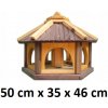 MKSTOR Drevené kŕmitko pre vtáky 50x35x46cm, vtáčia búdka, hnedá