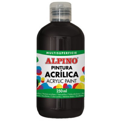 Alpino Fľaša akrylovej farby do školy čierna 250 ml