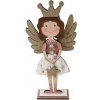 Dekorácia drevo 80×230mm Anjel na postavenie prírodný s glitrom farebná