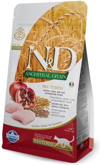 N&D Ancestral Grain Cat Neutered Chicken & Pomegranate 5 kg