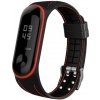 eses Silikónový remienok pre Xiaomi Mi Band 5 a Xiaomi Mi Band 6 - Čierny pórovitý s červeným prešívaním