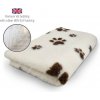 DRYBED Premium Vet Bed krémový + hnedé labky 150 x 100 cm